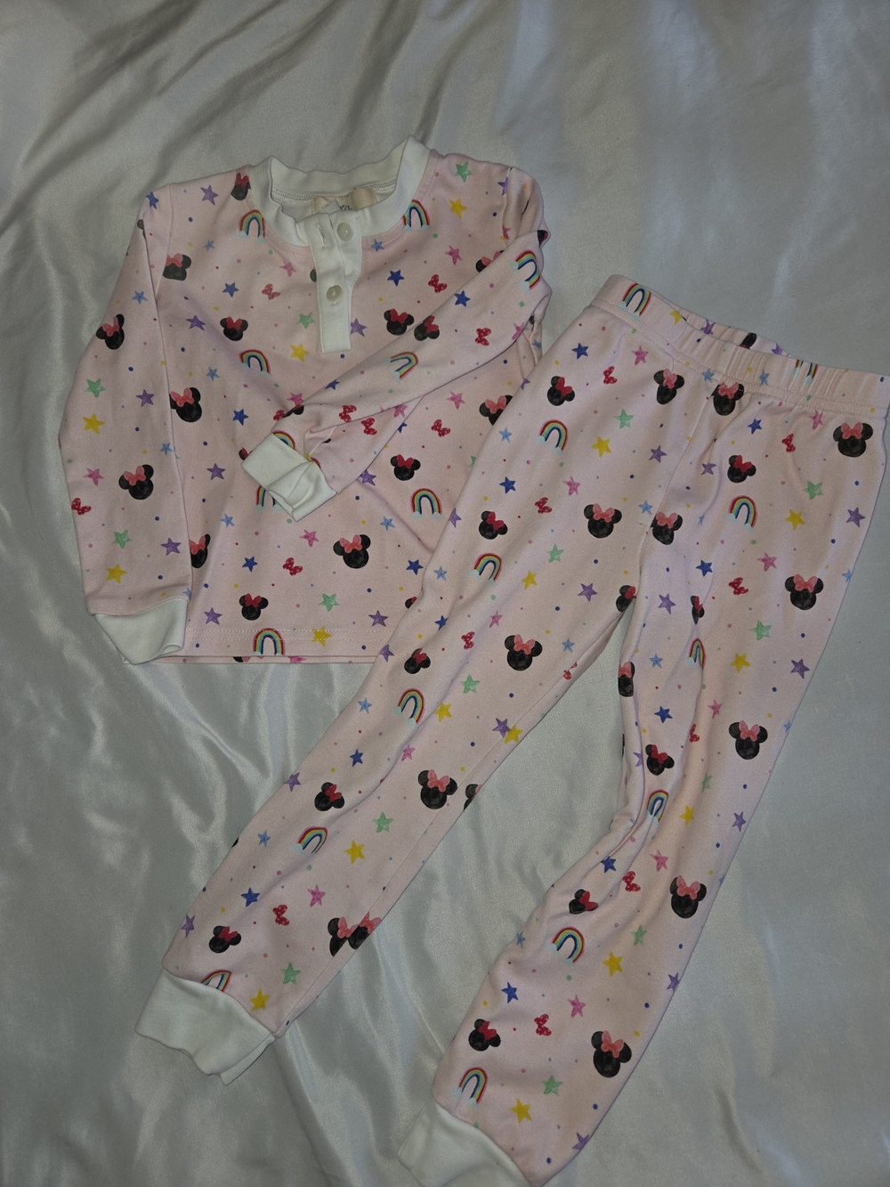Girls Pink Minnie Mouse Pajama Set - Long Sleeve Top & Pants